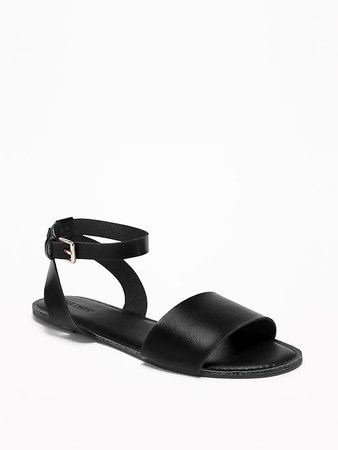 black ankle-strap sandals