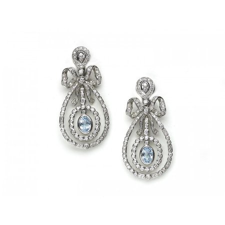 Diamond and Blue Topaz Drop Earrings