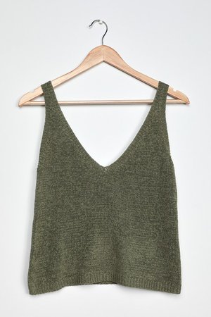 Sage the Label Lady Tank - Olive Green Knit Tank Top - Loungewear