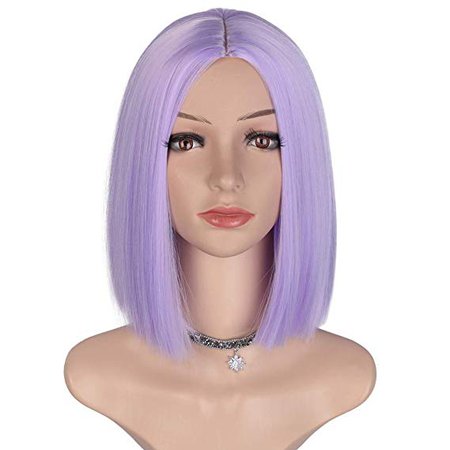 Amazon.com: Vigorous Purple Wig Short Straight Bob Wigs 12” Synthetic Lavender Wigs for Women Shoulder Length Middle Part Wig Colorful Cosplay Daily Party Wig: Beauty