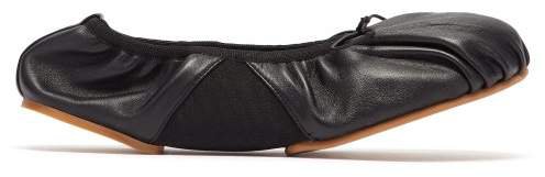 Betty Ruched Leather Ballet Flats - Womens - Black