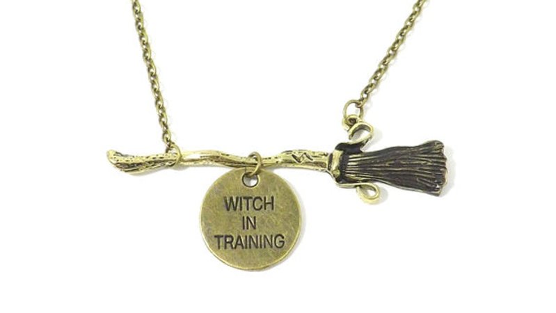 witch broom necklace