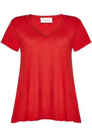 American Vintage - V-Neck T-Shirt with Cotton - red