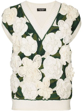 DOLCE & GABBANA Crochet Flower Sweater Vest