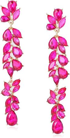 Amazon.com: Hot Pink Rhinestone Dangle Earrings Long Crystal Dangling Drop Statement Earrings for Women Formal Chandelier Wedding Earring for Bride Prom: Clothing, Shoes & Jewelry