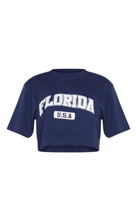 Grey Marl Florida Usa Crop T Shirt | Tops | PrettyLittleThing USA