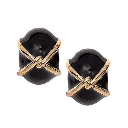 Amazon.com: Kenneth Jay Lane, Black OR Coral Enamel Gold Clip Earring with Gold "X" Accent (Black): Jewelry