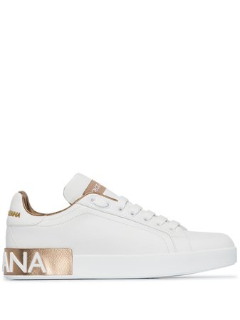 Shop white & gold Dolce & Gabbana Portofino logo-patch sneakers with Express Delivery - Farfetch