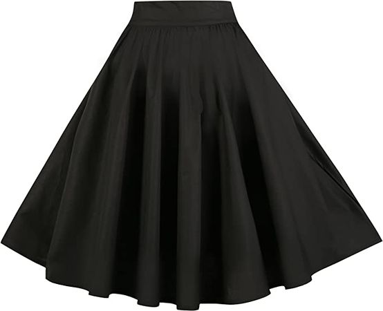 BI.TENCON Women Vintage Skirt Smock Waist Rockabilly Swing Casual Party Skirts at Amazon Women’s Clothing store