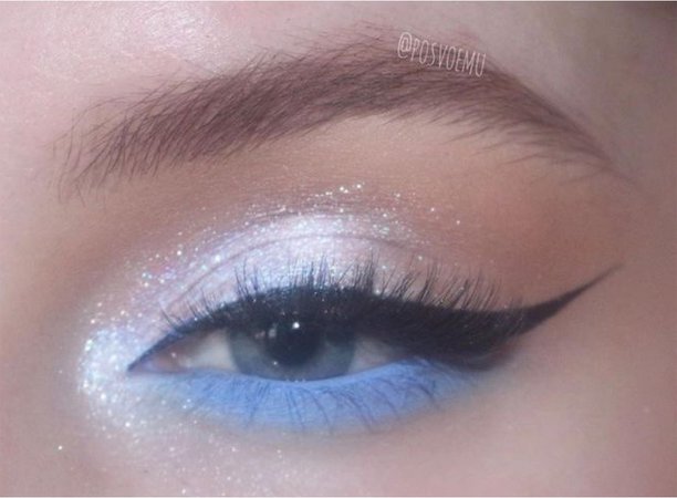Sparkly White & Light Blue Eyeshadow
