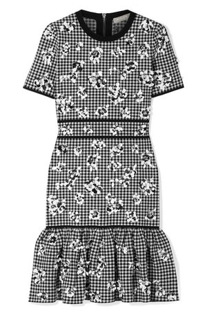 Coleção Michael Kors | Embelezado ruffled verificado mini vestido stretch-knit | NET-A-PORTER.COM