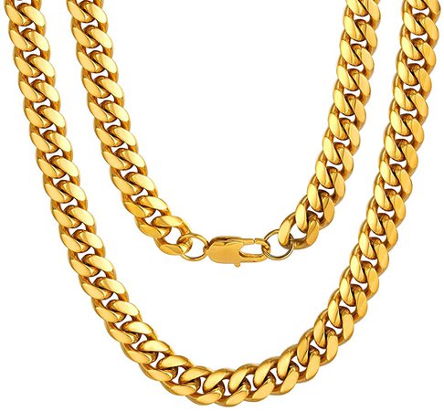 Mens Gold Chains Cuban Neckace Stainless Steel 10mm 18 Inch Boys Gifts for Dad | Amazon.com