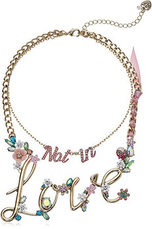 Amazon.com: Betsey Johnson Womens Blooming Betsey Not in Love Double Pendant Necklace, Pink, One Size: Clothing