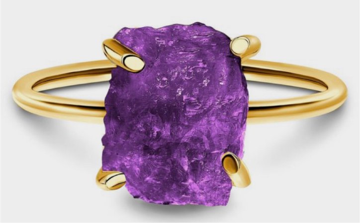 Purple Raw Crystal Ring