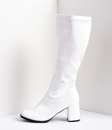 white 70s platform boots