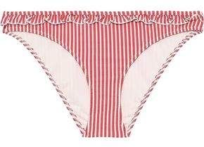 The Milly Striped Seersucker Low-rise Bikini Briefs