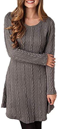 HAPEE Sweater Dresses Tunic for Women, Long Sleeve Crewneck Knit Pullover Sweater at Amazon Women’s Clothing store