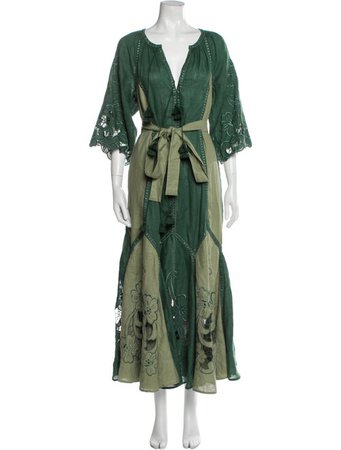 March 11 dark Green belted retro girly 70s folk rpg Dresses, Clothing - MARII20557 | The RealReal