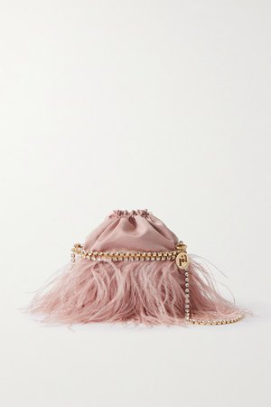 Josephine Feather And Crystal-embellished Twill Shoulder Bag - Pink
