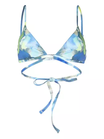 Jonathan Simkhai watercolour-print Triangle Bikini Top - Farfetch