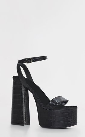 Black Chunky Platform Heels | Shoes | PrettyLittleThing USA