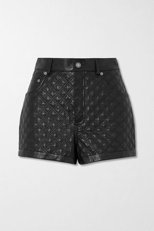 Black Quilted padded leather shorts | SAINT LAURENT | NET-A-PORTER