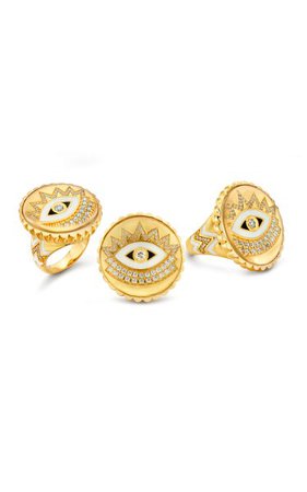 20k Yellow Gold Evil Eye Rock Crystal Ring By Buddha Mama | Moda Operandi