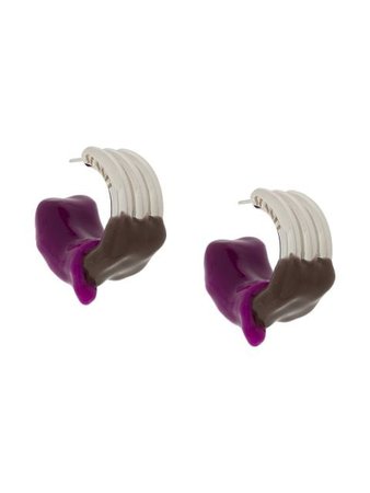 Sunnei triple rubberized hoop earrings silver & purple RTE02 - Farfetch
