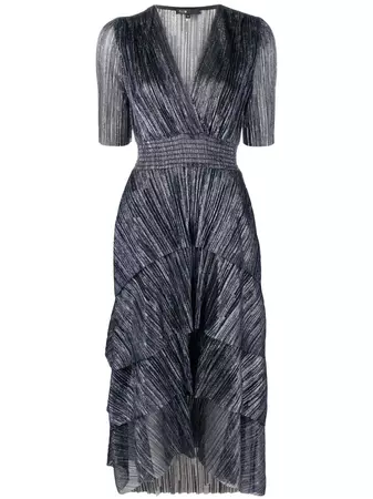 Maje metallic-effect short-sleeved Midi Dress - Farfetch