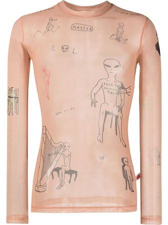 Walter Van Beirendonck long-sleeved Tattoo Mesh T-shirt - Farfetch
