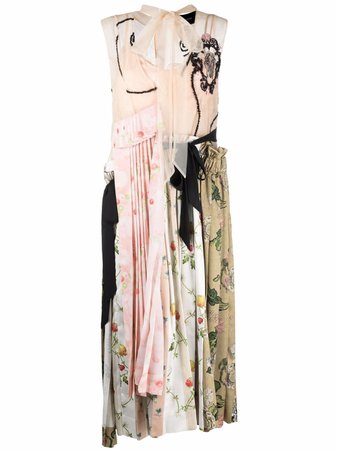 Simone Rocha Asymmetric semi-sheer contrast-panel Dress - Farfetch