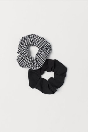 2-pack scrunchies - Black/Dogtooth-patterned - Ladies | H&M GB