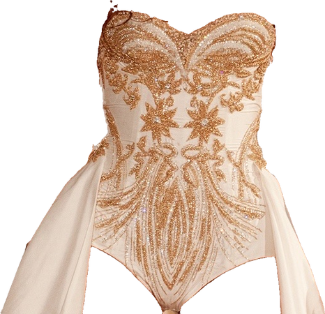 gold and white bodysuit