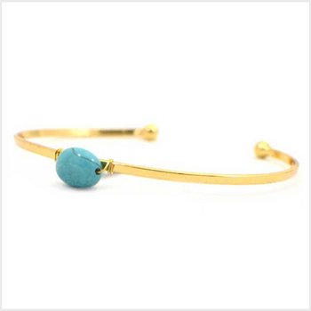 Gold Bangle Bracelet Turquoise Stone