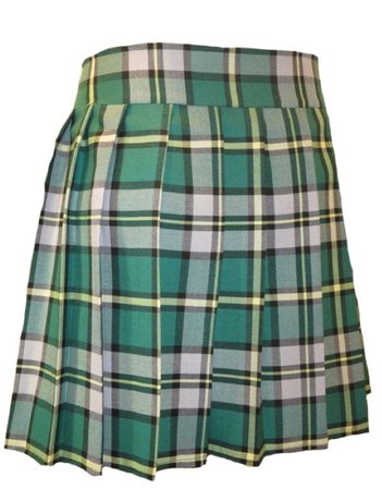 green and yellow plaid pleated school skirt uniform
