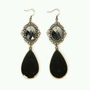 Bohemian imitation gemstone jewelry retro drop of water droplets black earrings | eBay
