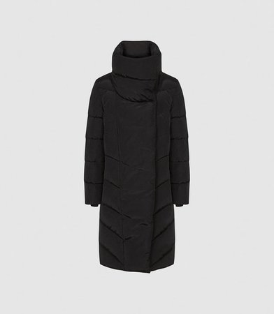 Lora Black Longline Puffer Coat – REISS