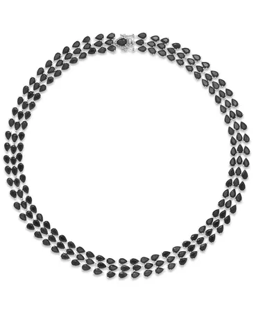 Macy's Black Sapphire Three-Row Necklace in Sterling Silver