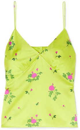 BERNADETTE - Floral-print Silk-satin Camisole - Yellow