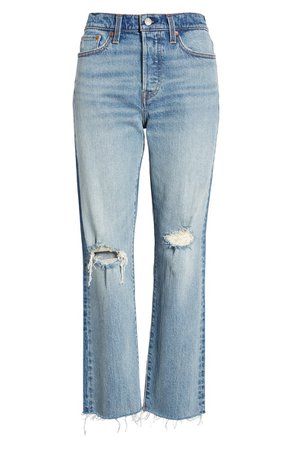 Levi's® Wedgie High Waist Ripped Crop Straight Leg Jeans (In Two Minds) | Nordstrom