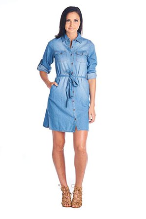 Blue Age Womens Chambray Denim Shirts Dress at Amazon Women’s Clothing store: