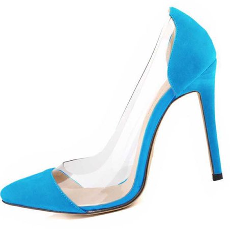 Blue Court Heels with Clear Sides