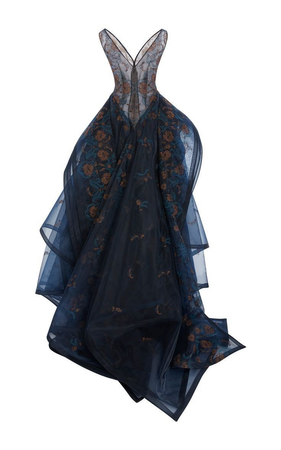 midnight blue gown (Marchesa)