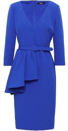 Belted Ruffled Stretch-crepe Dress