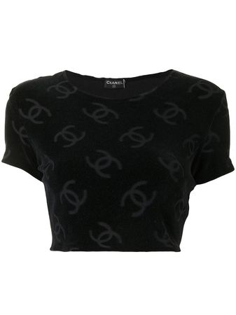 Chanel Pre-Owned 1990s Interlocking CC Logo Cropped Top - Farfetch