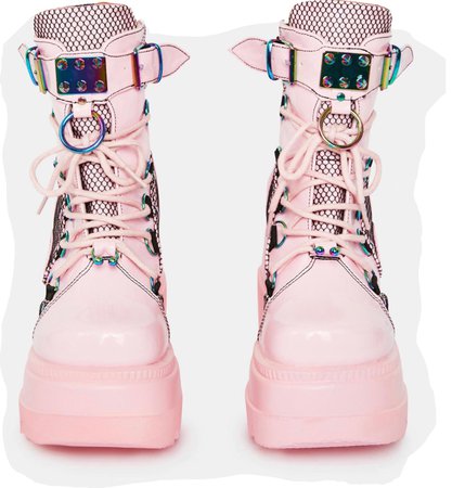 dollskill pink platform boots