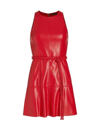 Shop Alice + Olivia Leandra Vegan Leather Minidress | Saks Fifth Avenue