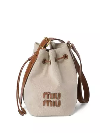 Miu Miu logo-appliquéd Canvas Bucket Bag - Farfetch