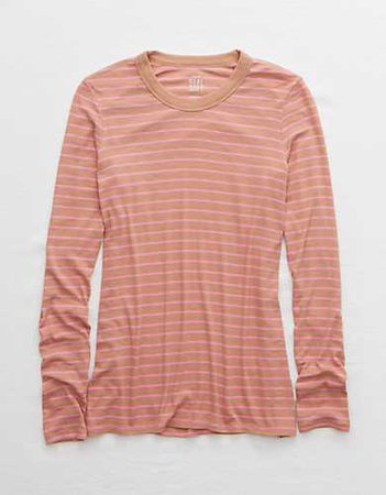 Aerie Ribbed Striped Long Sleeve T-Shirt