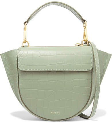 Wandler Mini Croc-effect Leather Shoulder Bag - Sage green
